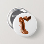 Badge Rond 5 Cm Chaussure de talon haut et coeur 3D stylets de (Devant & derrière)