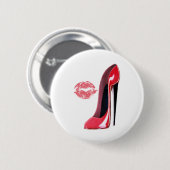 Badge Rond 5 Cm Chaussure stylet rouge et baiser (Devant & derrière)