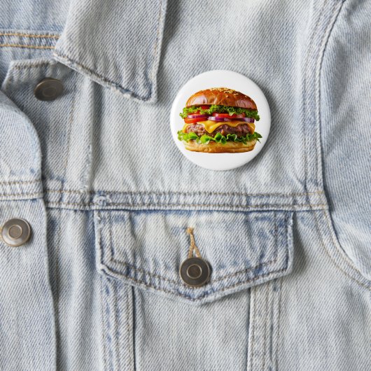 Badge Rond 5 Cm ChaussureHabille hamburger empilé thic (En situation)