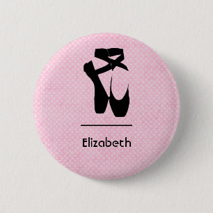 Badge Rond 5 Cm Chaussures de Ballet Noir Personnalisées En Pointe