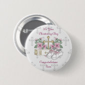 Badge Rond 5 Cm Chaussures de baptême de filles (Devant & derrière)
