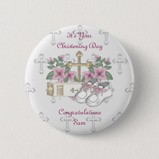 Badge Rond 5 Cm Chaussures de baptême de filles