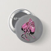 Badge Rond 5 Cm Chaussures en Ballon Rose (Devant & derrière)