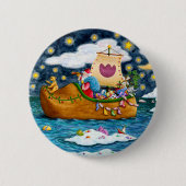 BADGE ROND 5 CM CHAUSSURES NÉERLANDAISES PÈRE NOËL SHIP, ICEBERGS, (Devant)