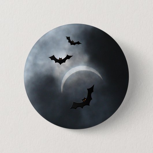 Badge Rond 5 Cm Chauve-Chauve-Halloween éffrayante À Eclipse (Devant)