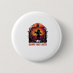 Badge Rond 5 Cm Chauve-souris fille citrouilles Halloween mignonne