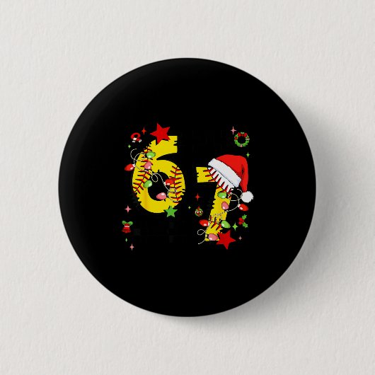 Badge Rond 5 Cm Checkered 67 Softball Santa Hat Christmas Six Seve (Devant)