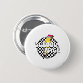 Badge Rond 5 Cm Checkered School Psychologist Pencil Lightning Bol (Devant & derrière)
