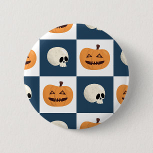 Badge Rond 5 Cm Checks de Skulls et Pumkins