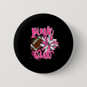 Badge Rond 5 Cm Cheer de football Pink Out pour la sensibilisation