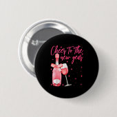 Badge Rond 5 Cm Cheers To The New Year 2026 Champagne New Years Ev (Devant & derrière)