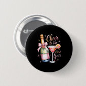 Badge Rond 5 Cm Cheers To The New Year 2026 Champagne New Years Ev (Devant & derrière)