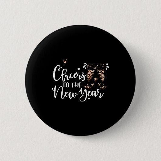 Badge Rond 5 Cm Cheers To The New Year 2026 Leopard Champagne Happ (Devant)