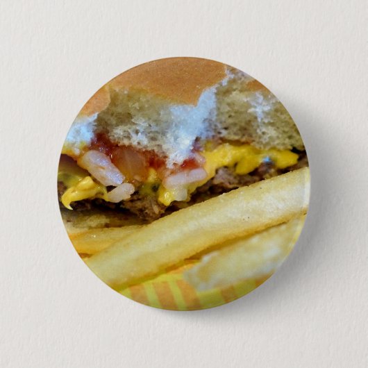 Badge Rond 5 Cm Cheeseburger et Fries (Devant)