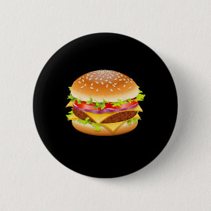 Badge Rond 5 Cm Cheeseburger Hamburger Burger Drôle Nourriture Hal