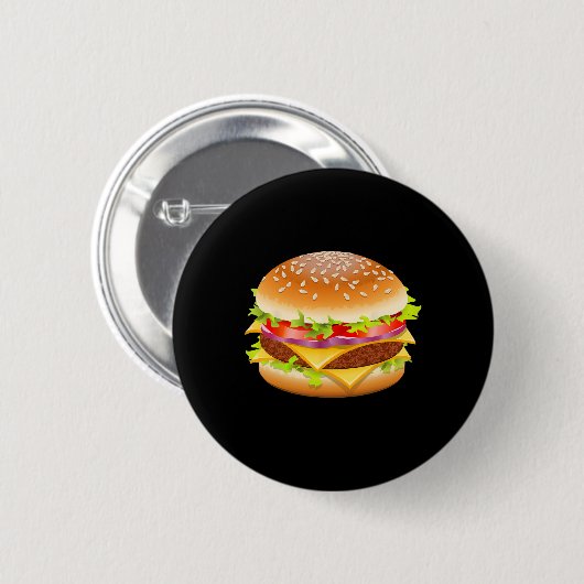 Badge Rond 5 Cm Cheeseburger Hamburger Burger Drôle Nourriture Hal (Devant & derrière)