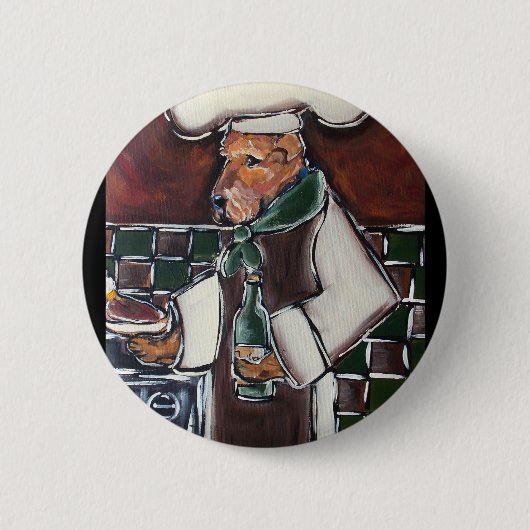 Badge Rond 5 Cm Chef Airedale (Devant)