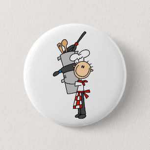 Badge Rond 5 Cm Chef avec pots et pots