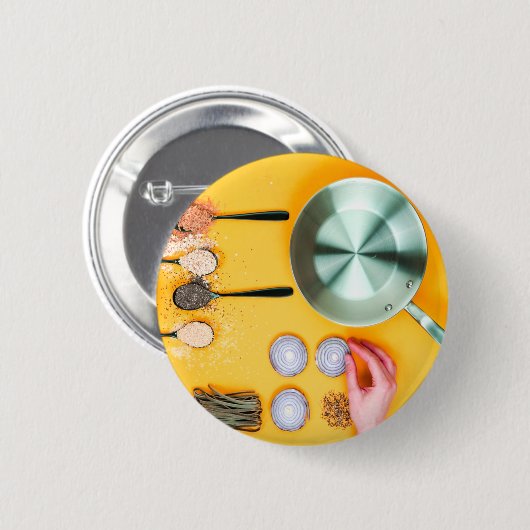 Badge Rond 5 Cm Chef cuisine Pan (Devant & derrière)
