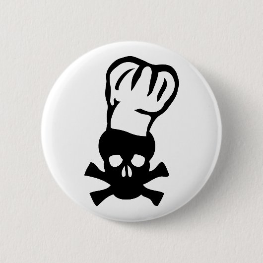 Badge Rond 5 Cm chef cuisinier noir (Devant)