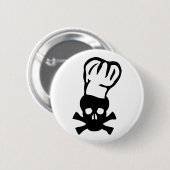 Badge Rond 5 Cm chef cuisinier noir (Devant & derrière)