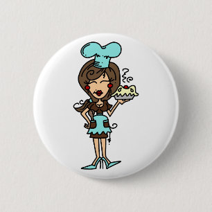 Badge Rond 5 Cm Chef de pâtisserie féminin - T-shirts et cadeaux