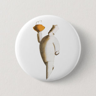 Badge Rond 5 Cm Chef de restaurant Art Déco, Entreprise vintage