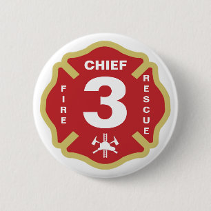 Badge Rond 5 Cm Chef des pompiers de bouton d'insigne