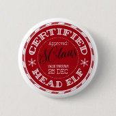 Badge Rond 5 Cm Chef Elfe | Sceau de Noël d'approbation (Devant)