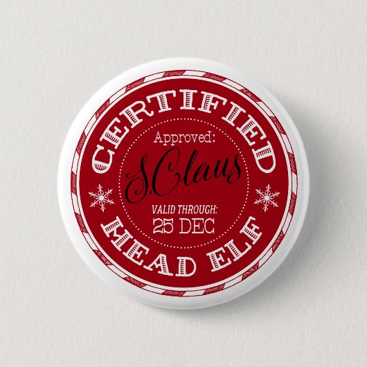 Badge Rond 5 Cm Chef Elfe | Sceau de Noël d'approbation (Devant)