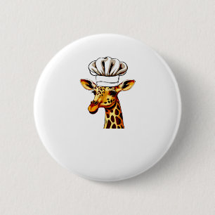 Badge Rond 5 Cm Chef Giraffe - Cute Giraffe Dans Un Chef Casquette