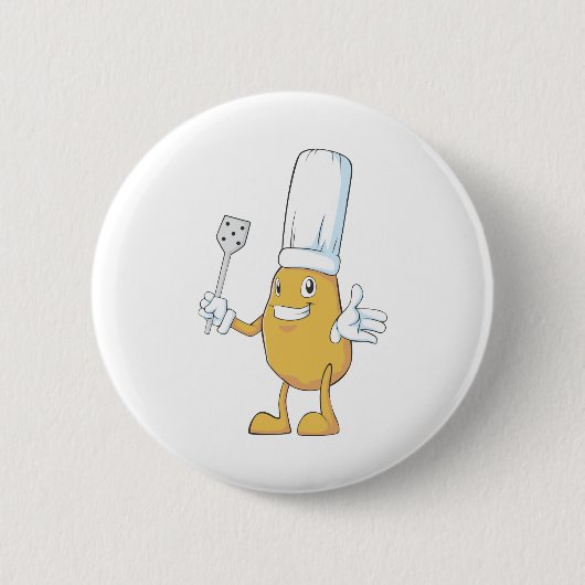 Badge Rond 5 Cm Chef heureux de pomme de terre (Devant)