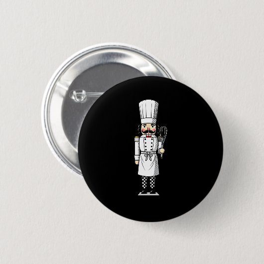 Badge Rond 5 Cm Chef Nutcracker Cook Hat Xmas (Devant & derrière)