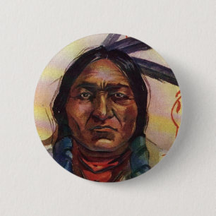 Badge Rond 5 Cm Chef Sitting Bull