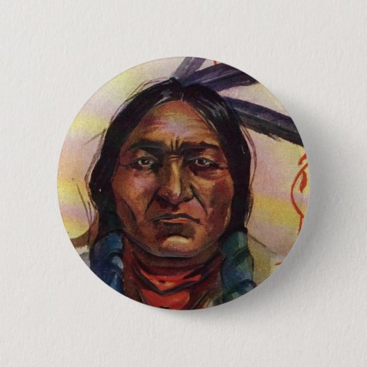 Badge Rond 5 Cm Chef Sitting Bull (Devant)