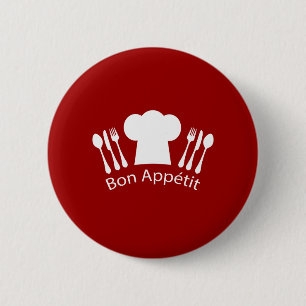 Badge Rond 5 Cm Chefs français casquette et argenterie de