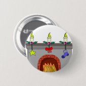 Badge Rond 5 Cm Cheminée de Noël cosy (Devant & derrière)