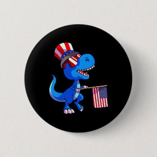 Badge Rond 5 Cm Chemise 4 juillet dinosaure Drapeau américain Dino
