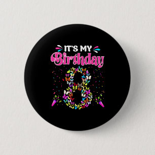 Badge Rond 5 Cm chemise 8ème anniversaire fille papillons heureux