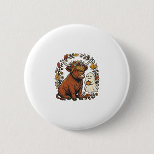 Badge Rond 5 Cm Chemise à gravure vintage de vache des Highlands d
