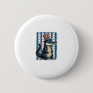 Badge Rond 5 Cm Chemise à motif de gravure vintage d'alligator pat