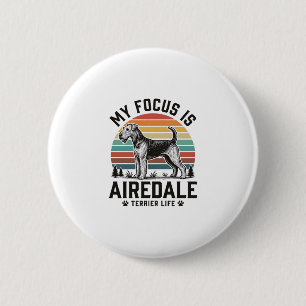 Badge Rond 5 Cm Chemise Airedale Terrier Amateur de Chien Vintage