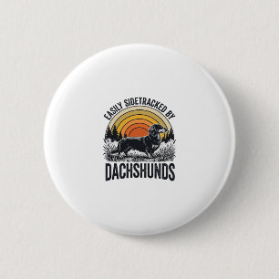 Badge Rond 5 Cm Chemise amateur de teckel facilement dévié Art rét