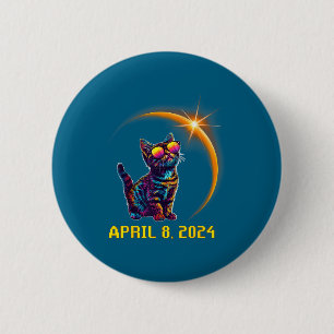 Badge Rond 5 Cm Chemise Amateurs de Chat Astronomie Éclipse Solair