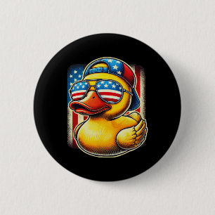 Badge Rond 5 Cm Chemise Canard en Caoutchouc Drapeau Usa Cadeau Dr