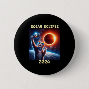 Badge Rond 5 Cm Chemise Chat Éclipse Solaire