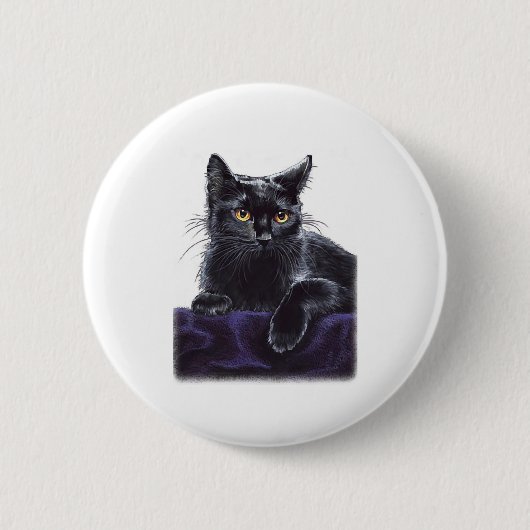 Badge Rond 5 Cm chemise chat noir (Devant)