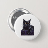 Badge Rond 5 Cm chemise chat noir (Devant & derrière)