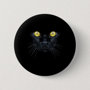 Badge Rond 5 Cm Chemise Chat Noir Halloween Chat Yeux Jaunes Sombr