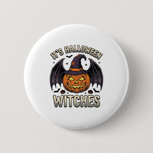 Badge Rond 5 Cm Chemise Chauve-Souris Vintage Citrouille Sorcière